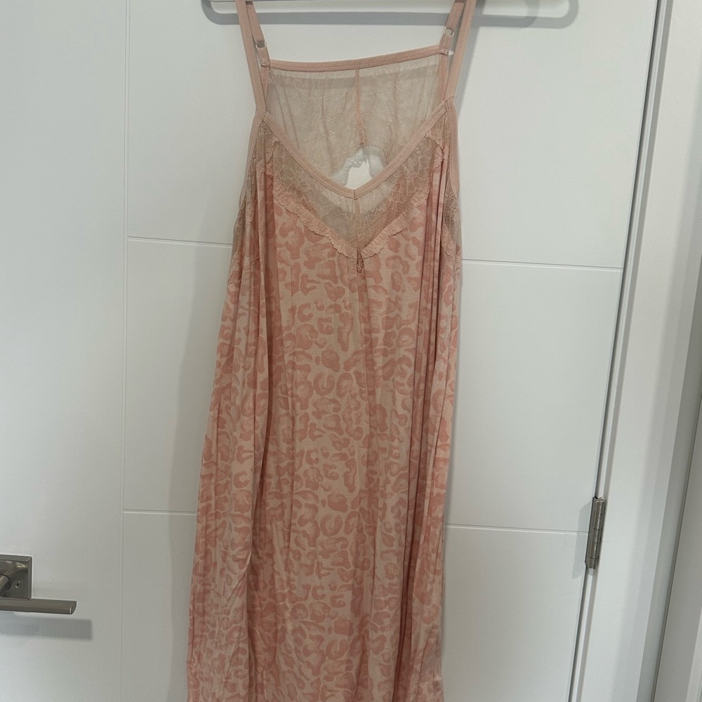 Addition Elle Pink Leopard Print With Lace Nightgown
